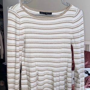 WHBM gold and white sweater
